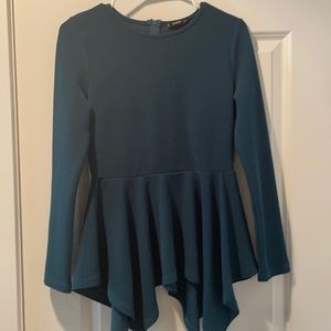 Emerald green peplum top